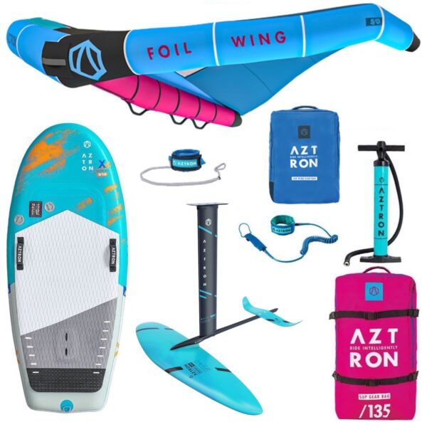 Prancha insuflável Aztron 5'10 (135 L) + foil 2000 cm² + asa 6 m² – pacote completo de wingsurf